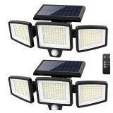 Tuffenough Solar Outdoor Lights 2500LM 210 LED Security Lights with Remote Control,3 Heads Motion Sensor Lights, IP65 Waterproof,270Â° Wide Angle Flood Wall Lights with 3 Modes(2 Packs)