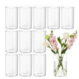 Devilfire 12Pcs Glass Cylinder vases for Centerpieces, 6 Inches Tall Flower Vases Wedding Decorations,Bulk Cylinder Flower& Plant Vases,Hurricane Candle Holder for Table Shelf, Party.