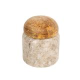 Creative Co-Op Modern Marble Canister with Wood Lid, Natural