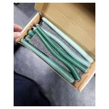 Taper Candles 10 Inch Green Set of 12 Unscented, Dripless, Smokeless Long Tall Tapered Candlesticks Wedding Advent Home Decor Dinner Christmas-Natural Color Series