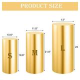 SaitiMade Set of 3 - Gold Cylinder Pedestal Stand Covers, Flexible Cylinder Stand Covers for Party, Wedding or Birthday Event Decor - Only Contains Cylinder Covers