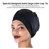 Dsane Extra Large Swimming Cap for Women and Men,Special Design Swim Cap for Very Long Thick Curly Hair&Dreadlocks Weaves Braids Afros Silicone Keep Your Hair Dry(Black/XL)