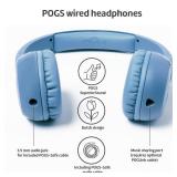 POGS Kids Wired Headphones | The Elephant 2 | Adjustable, Durable Headphones for Kids 3+ | Limited to 85 dB, Microphone | On-Ear | Music-Sharing Function Safe 3.5mm Audio Cable (3.2ft) (rBlue)