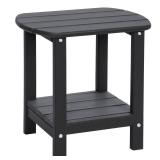 LOENIY Outdoor Side Table 2 -Tier Adirondack Table HDPE Patio Side Table Weather Resistant End Table Small Outdoor Table (Black)