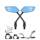 Handlebar Bike Mirror, Safe Crystal UHD Anti-Glare Glass Rearview Mirror, Adjustable Rotatable Bicycle Mirror, Easy Installation Bike Accessories for Ebike Scooter Snowbike (Anti-glare Blue 1 Pair)