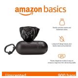 Amazon Basics Dog Poop Leak Proof Bags with Dispenser and Leash Clip, Unscented, 900 Count, 60 Pack of 15, Black, 13 x 9 Inch