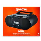 onn. Portable CD/Cassette Boombox with Bluetooth Wireless Technology, Black