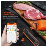 Wireless Meat Thermometer – Digital Cooking Thermometer with Wireless Probe – 500Ft Remote Range Food Thermometer – with iOS & Android Read App -Preprogrammed Temperatures for BBQ, Oven, Gri