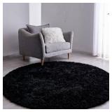 FJZFING Black Round Rug Ultra-Soft Plush Modern 5x5 Circle Area Rug for Kid