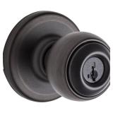 Kwikset Polo Entry Door Knob with Lock and Key, Secure Keyed Handle Exterior Doorknob, Front Entrance and Bedroom, Venetian Bronze, Pick Resistant SmartKey Rekey Security