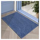 COSY HOMEER Indoor Door Mat Floor Mats Dirt Trapper Rug Wet Shoes and Paws, Front Door Outside Entry Welcome Outdoor Entrance Dog Cat Rugs, Anti Slip Machine Washable,20"x32",Blue