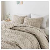 WDCOZY Oversized California Cal King Size Quilt Bedding Sets with Pillow Shams, Beige Tan Cream Lightweight Soft Bedspread Coverlet Bed Cover, All Season Spring Summer, 3 Pieces, 116x106 inches