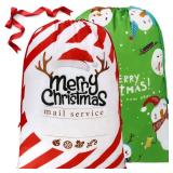 BeeGreen 2 Pieces Gift Drawstring Christmas Bags Giant 27.6 x 42 Inch Santa Bags for Gifts Wrapping Xmas Bags for Kids Friends Family