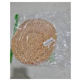 50 Pieces Paper Placemats Disposable Bulk Round Woven Paper Placemats Boho Braided Rattan Wicker Printed Circle Placemats for Dinner Wedding Party Farmhouse Table Kitchen Decoration (Light Brown)