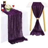 FUHSY Purple Cheesecloth Table Runner Gauze Table Runner 10FT Plum Table Cloth Runner for Wedding Birthday Rustic Table Runners Cheese Cloth Halloween Table Runner Bridal Party Table Decorations