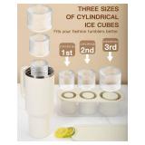 Ice Cube Tray for Tumbler Cup 30Oz-40Oz, 3 Pcs Silicone Cylinder Ice Mold with Lid and Bin for Freezer, Easy Fill and Release Ice Maker for Whiskey, Cocktail BPA-Free