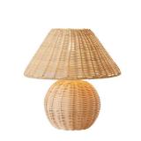 DANGGEOI Rattan Table Lamp, Small Beside Lamp, Vintage Wicker Wooden Nightstand Lamp, Boho Wicker Woven Table Lamp for Bedroom Living Room Desk Kids Room