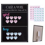 Baby Gender Reveal Board Game with 144 Girl or Boy Voting Stickers, Cast Your Vote Sign with Stand - Chalkboard Design (12 x 17 in)