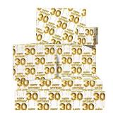 CENTRAL 23 30th Birthday Wrapping Paper - 6 Sheets of Gift Wrap and Tags - Age 30 Thirty - Gold White - Men Wrapping Paper Birthday - For Women - Comes with Stickers - Eco-friendly