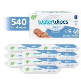 WaterWipes Plastic-Free Original-baby Wipes, 99.9% Water Based Wipes, Unscented & Hypoallergenic for Sensitive Skin, 60 Count (Pack of 9) Total 540 wipes, Packaging May Vary