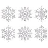 XmasExp 80mm/3inch Glitter Snowflake Ornaments Set Mini Christmas Tree Hanging Plastic Decoration for Xmas Party Wedding Anniversary Window Door Home Accessories (30pcs,Silver)