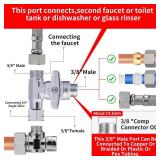 Yeleah Tee Stop Valve Feed Water Adapter 3/8 X 3/8 X 3/8" Inch Compression Tee Valve Tee Fitting Under Sink Splitter Tee Connector Adapter For Dishwasher Glass Rinser Water Heater Portable Washer