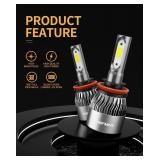 MIFMIA H11 LED Bulbs, 25000LM 700% Brighter, H8 H9 Backup Fog Lights 6500K Cool White, Plug-N-Play IP68 Waterproof, Pack of 2