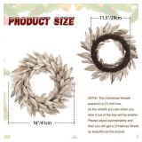 Christmas Wreath 16 Inch Aritificial Champagne Gold Bay Leaf Wreath for Front Door Laurel Leaf Wreath Xmas Wreath for Holiday Christmas Party Decorations