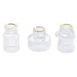 Vixdonos Taper Glass Candlestick Holders Tealight Candle Holders for Table Centerpieces, Wedding Decor and Dinner Party (3 Pcs, Gold Rim Clear)