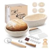 Saint Germain Bakery Premium Round Bread Banneton Basket with 4 Liners - Perfect Brotform Proofing Basket for Making Beautiful Bread (Bread Bundle (9 in. Round / 10 in. Oval))