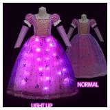 UPORPOR Light Up Princess Dress Up Clothes LED Halloween Girls Costume Outfit Fancy Christmas Kids Party Dresses Toddler, Pink Purple 100