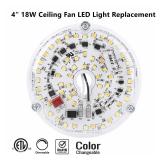 ULIKELED 4" 18W Color Changeable Ceiling Fan LED Light Replacement, 3000K/4000K/5000K Selectable Ceiling Fan LED Light Kit, Dimmable LED Retrofit Kit for Flush Mount Ceiling Lights