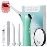 Electronic Vacuum Tonsil Stone Remover - Tonsil Stone Removal Kit with Built-in LED Light & 3 Suction Mode - Fight Bad Breath Oral Irrigator & 5X Magnifying Mirror for Tonsil Stone Removal (Green)