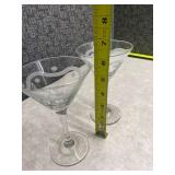 2 Beefeater Margarita Glasses and 2 Margarita Glasses with Etched Design