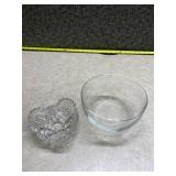 Big Glass Bowl and Heart Shape Trinket Dish