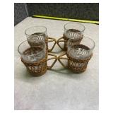 4 Woven Rattan Wicker Wrapped Glasses