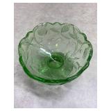 Mini Green Glass Punch Bowl with 6 Mini cups