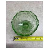 Mini Green Glass Punch Bowl with 6 Mini cups