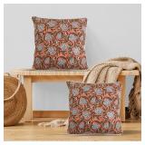 Ridhi Dark Salmon Pink Block Print Cotton Canvas Throw Pillow Covers for Decorative Couch Pillows for Living Room, Chic Boho Cute Outdoor Valentine Pillows Covers Gifts 24x24 Inches