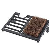 MyGift Heavy Duty Cast Iron Shoe Scraper Mat, Vintage Rustic Black Angled Boot Dirt Cleaner Brush