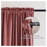 MIULEE Dusty Rose Pink Velvet Curtains Thermal Insulated Blackout Curtain Drapes for Bedroom Living Room Darkening 63 Inches Long Curtains Panels Rod Pocket Set of 2