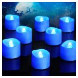 Homemory Blue Tea Lights Candles Battery Operated, 200+Hour Flameless Flickering Fake Electric LED Colored Tealights Candles for Wedding Table Decor, Theme Party, Aniversary, Proposal, 23-Pack