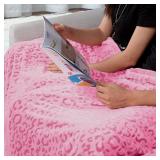 MACEVIA Flannel Fleece Throw Blanket for Couch, Pink 3D Cheetah Blanket for Adult, Lightweight Warm Cozy Soft Leopard Blanket for Bed Sofa 260GSM, Suitable for All Seasons (Pink Leopard,50x60inches)