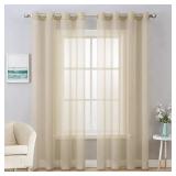 MIULEE 2 Panels Solid Color Beige Sheer Curtains Elegant Grommet Window Voile Panels/Drapes/Treatment for Bedroom Living Room (54X96 Inch)