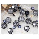 12 PCS Clear and Black Christmas Ball Ornaments, 80mm/3.15 Inches Rustic Farmhouse Christmas Decorations, Large Shatterproof Luxury Hand-Painted Xmas Ornaments for Christmas Tree, Wedding