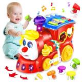 Baby Toys for 1 Year Old Boy Girl Gift Musical Train Baby Toys 6-12 12-18 Months,Early Educational Learning Montessori Kids Toys with Blocks/Light Toddler Christmas Birthday Gifts for 1 2 3 Year Old