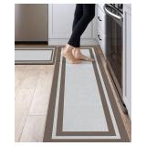 DEXI Kitchen Rugs and Mats Non Slip Washable, Super Absorbent Kitchen Runner Rugs Set of 2, Soft Underfoot, Thin Kitchen Floor Mats for in Front of Sink, Laundry Room, 17"x29"+17"x59", Navy