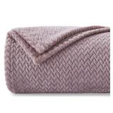 NEWCOSPLAY Super Soft Throw Blanket Light Purple Premium Silky Flannel Fleece Leaves Pattern Lightweight Bed Blanket All Season Use (Light Purple, Throw(50"x60"))