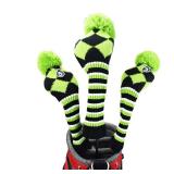 Hauni Stripes Knitted Golf Club Head Covers 3 Piece Set 1 3 5 Driver and Fairway HeadCovers Fits 460cc Drivers