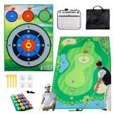 Upgrade Golf Chipping Game Mat:Golf Game Pro Practice Mat and Net Set for Kids Adults Gifts,Golf Balls Game Mat Outdoor Indoor Cornhole Backyard Chipping Putting Hitting Golf Balls Game Mat